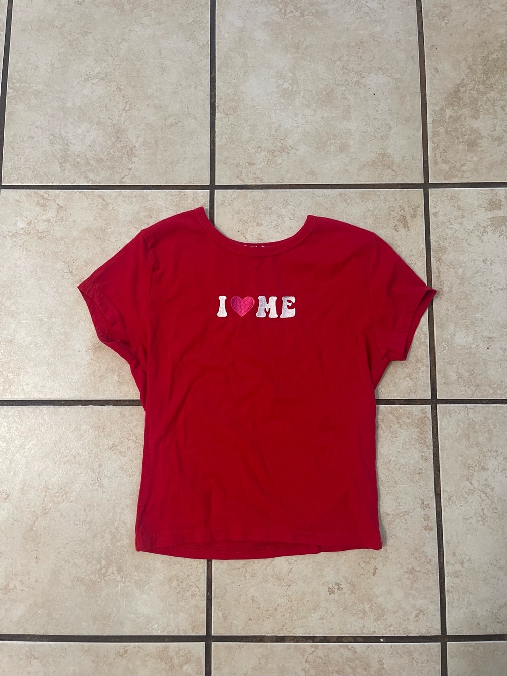 Red Baby Tee with 'I ❤️ ME' Graphic